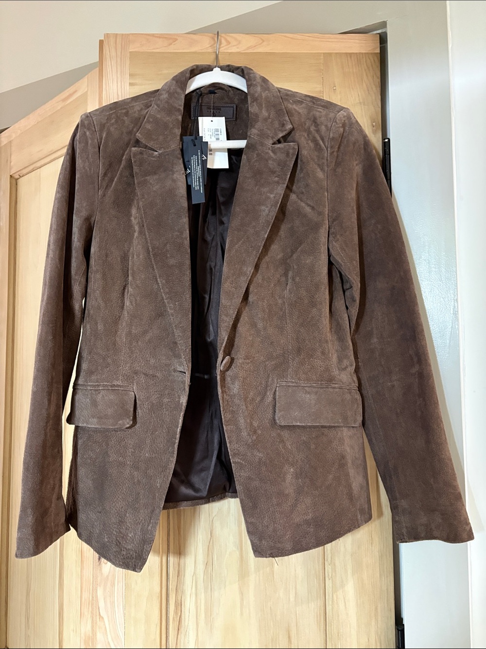 Blank NYC Women's Brown Suede Single-Button Blazer